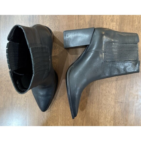 Steve Madden Hutson Leather Ankle Booties Black Pointed Toe Block Heel Women 6 - Picture 5 of 13